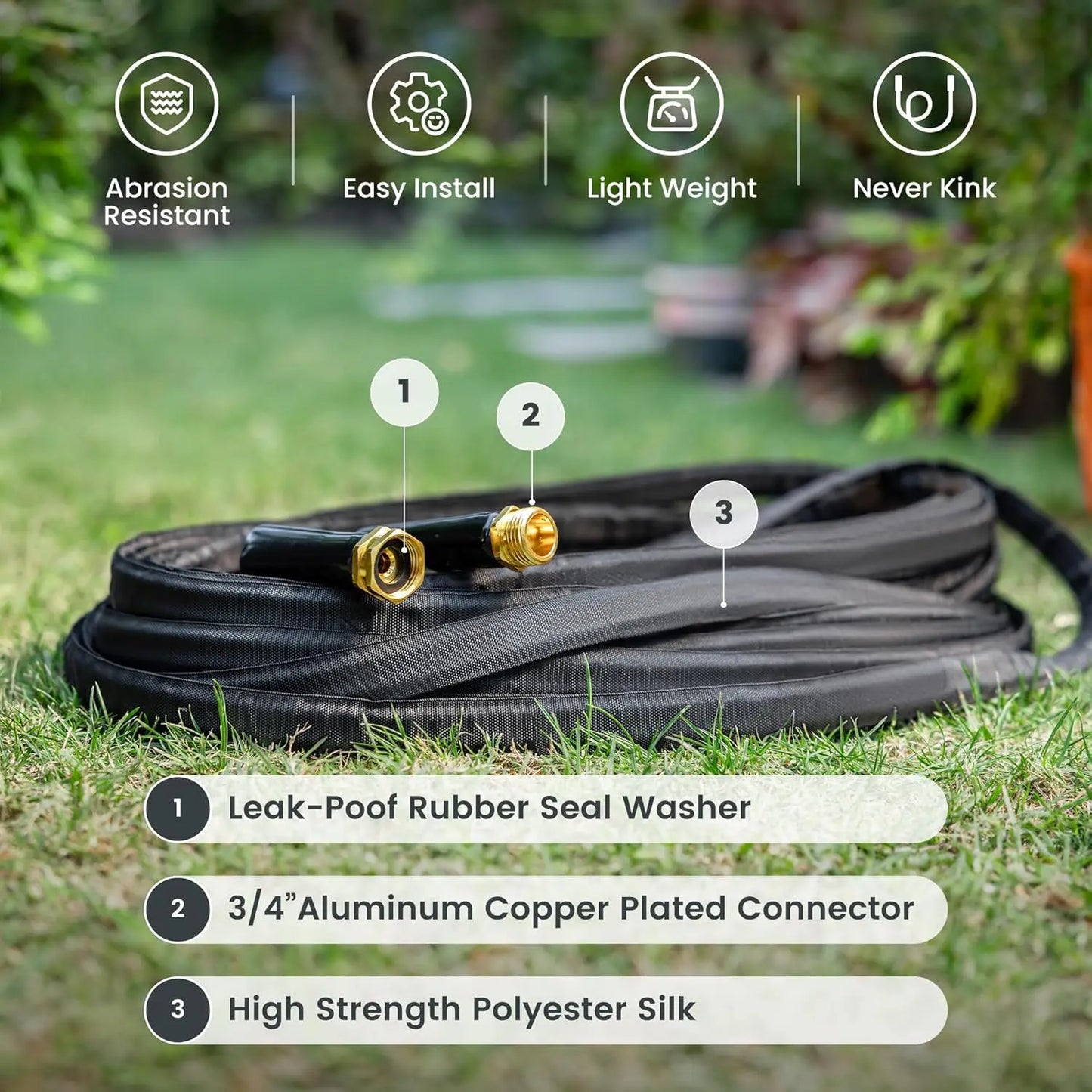 Giraffe Tools Garden Hose Lightweight Kink Free 9 Spray Nozzle