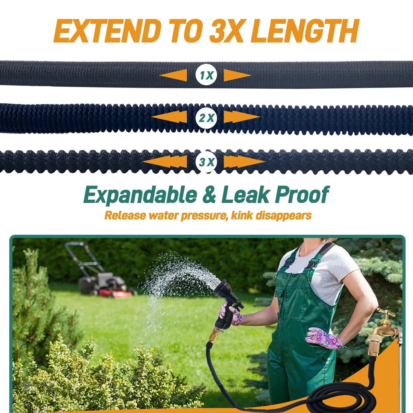 25ft/100ft Expandable Garden Hose With Nozzle, Lightweight & Durable, No-Kink Flexible Hose For Car Washing, Outdoor Watering