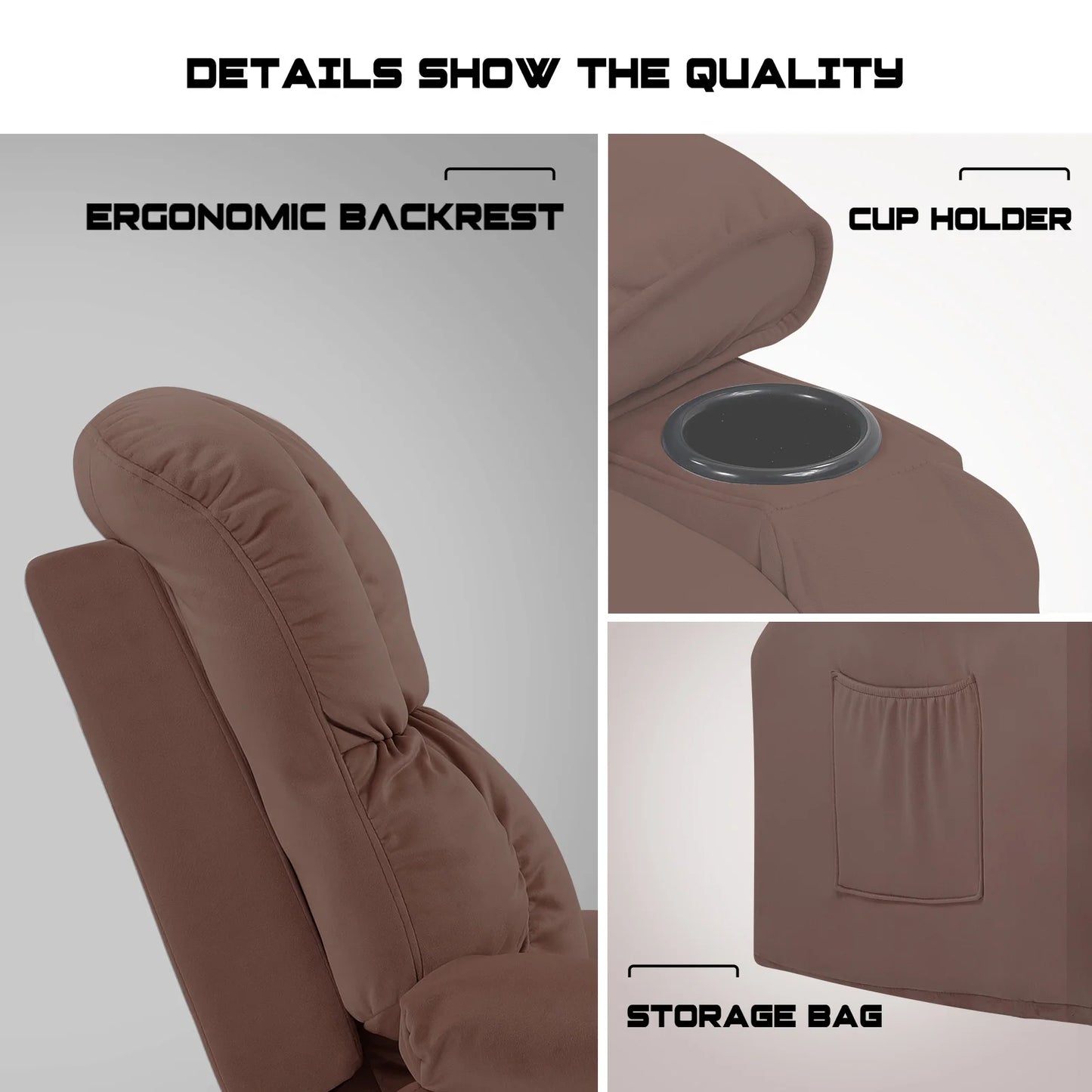 Comhoma Recliner Chair, Swivel Rocker Recliner with Cup Holders, Heat and Massage