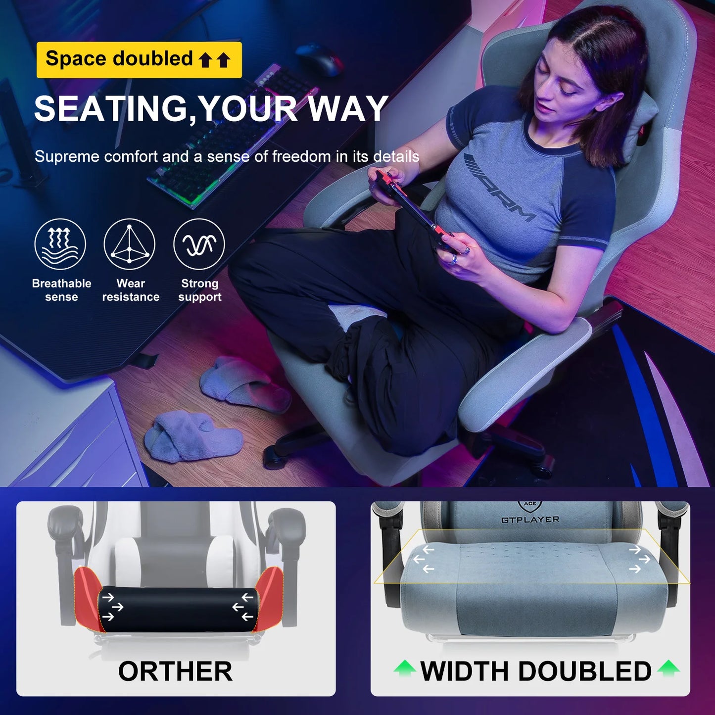 GTPLAYER Gaming Chair Pocket Spring Cushion With Armrests