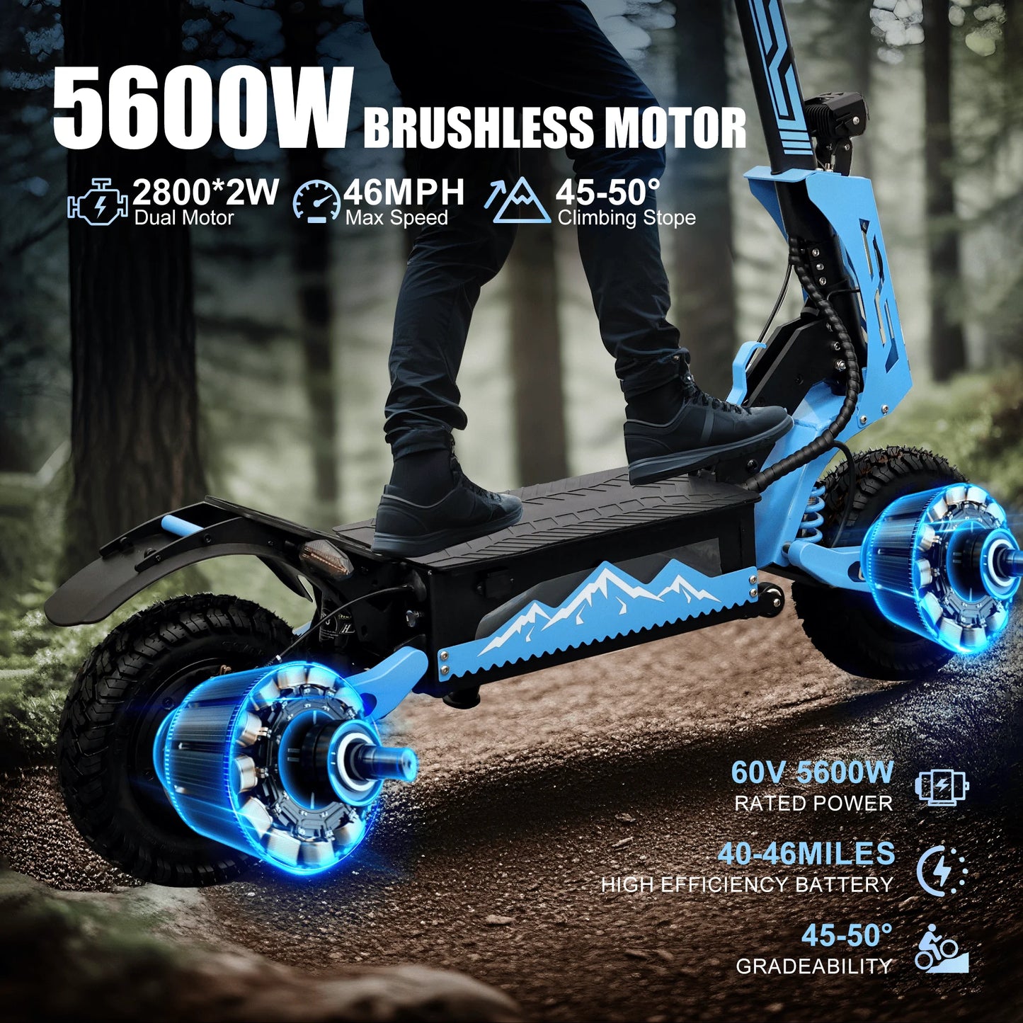 GT08 Electric Scooter With Seat Dual Motors 46 MPH Off Road