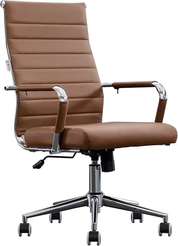 Ribbed Modern Leather Office Chairs Ergonomic High Back