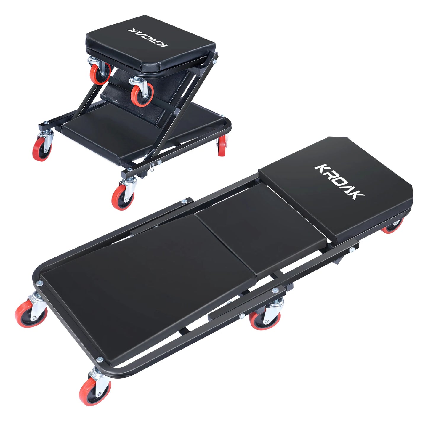 Auto Maintenance Work Bench Chair Rolling Mechanic Creeper Seat 36 Inch Z-Creeper with 330 Pounds Capacity for Garage and Auto Repair