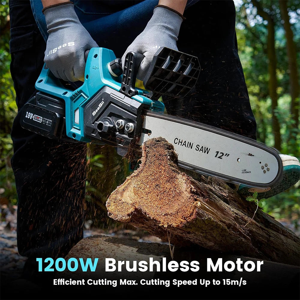 Cordless 12 Inch Brushless Chainsaw for Tree Cutting