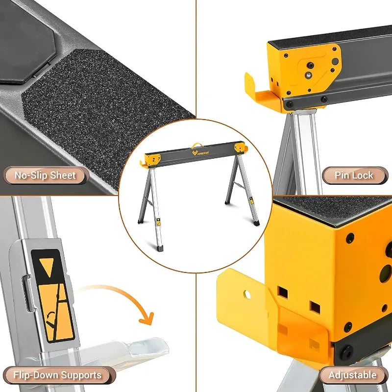 Saw Horses 2 Pack Folding Heavy Duty Sawhorse Table 2600 Lbs Load Capacity
