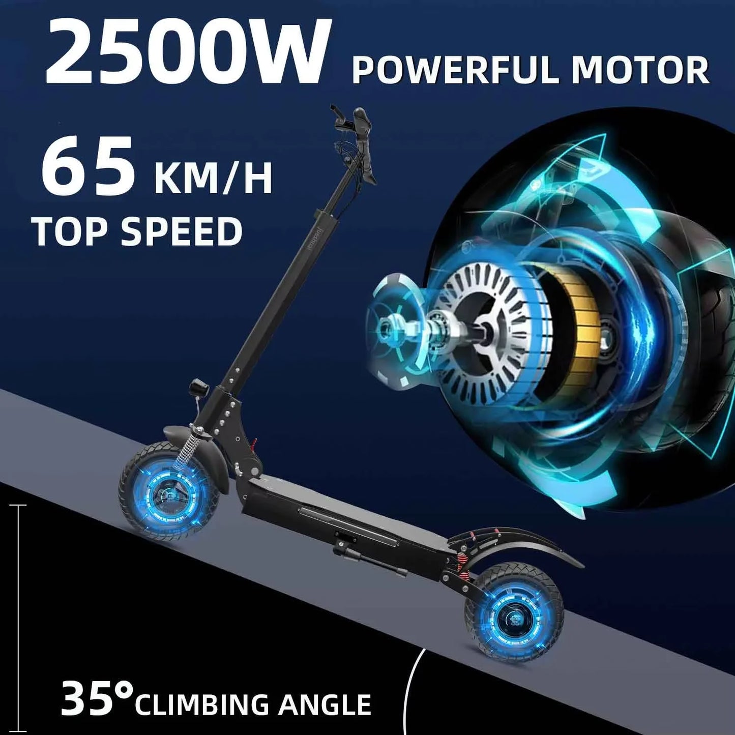 Hign Concerned 52V Electric Scooter 2500W Up 50 Miles
