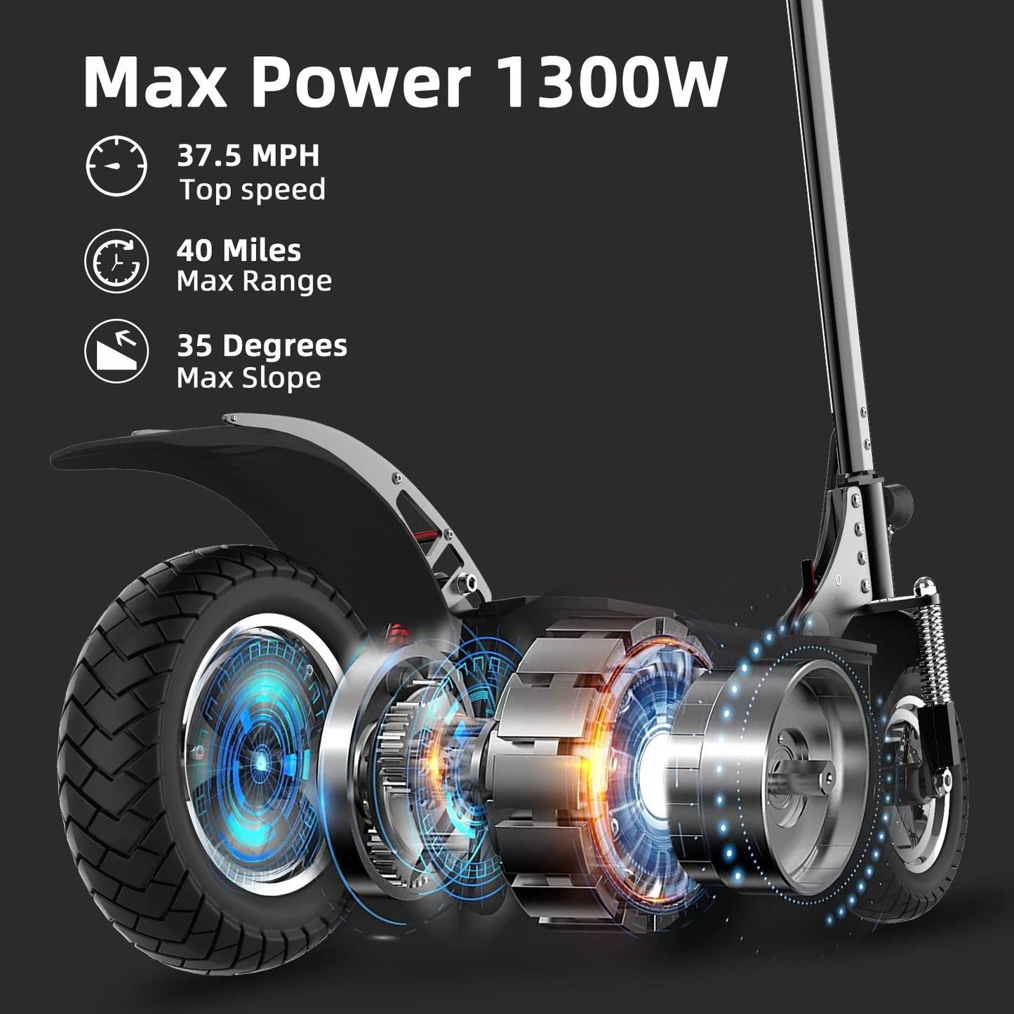 Jueshuai Outdoor Foldable Electric Scooter 1300W Long Range
