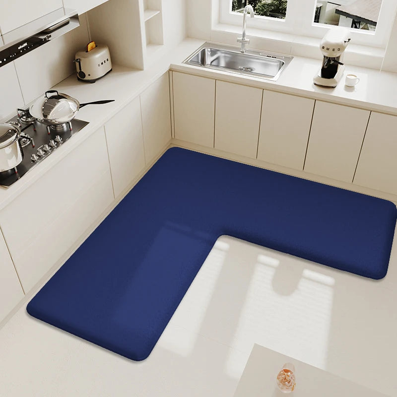 L-shaped kitchen large size absorbent carpet thick sponge soft oil absorption non-slip mat dirt-resistant foot mat