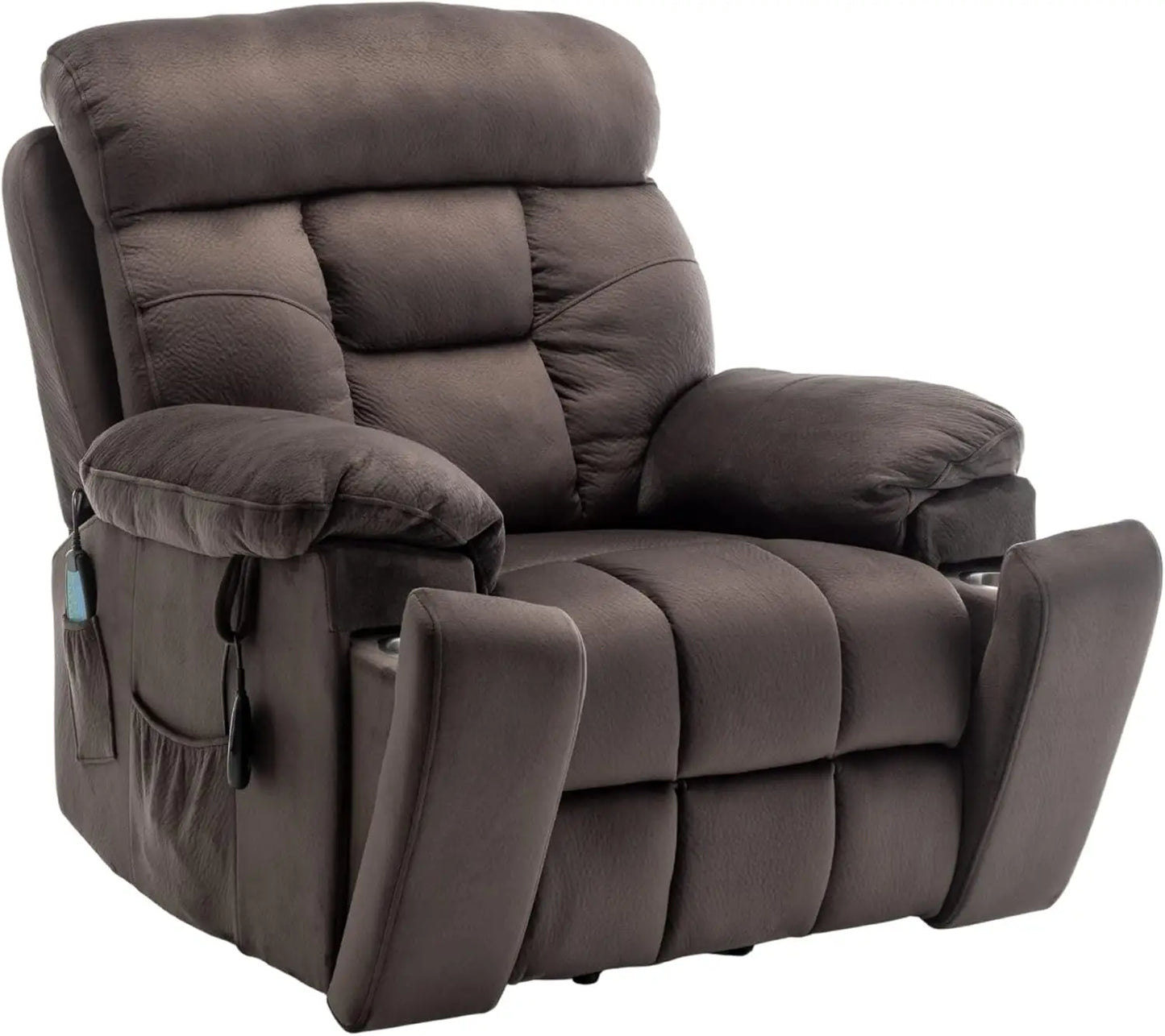 Oversized Power Lift Recliner for Elderly - Infinite Position Lay Flat Lift Chair with Heat & Massage Lumbar Pillow Cup Holders