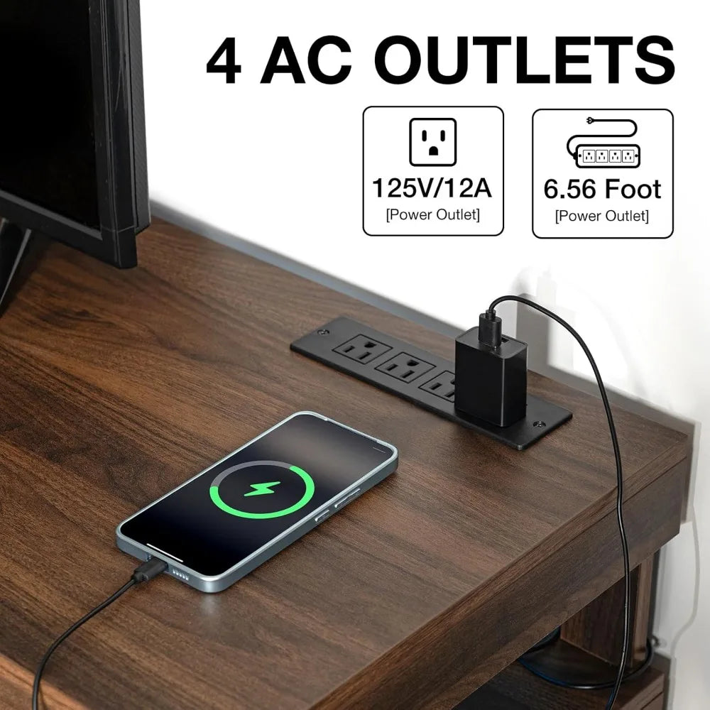 ZUIYU Modern LED TV Stand with Power Outlets