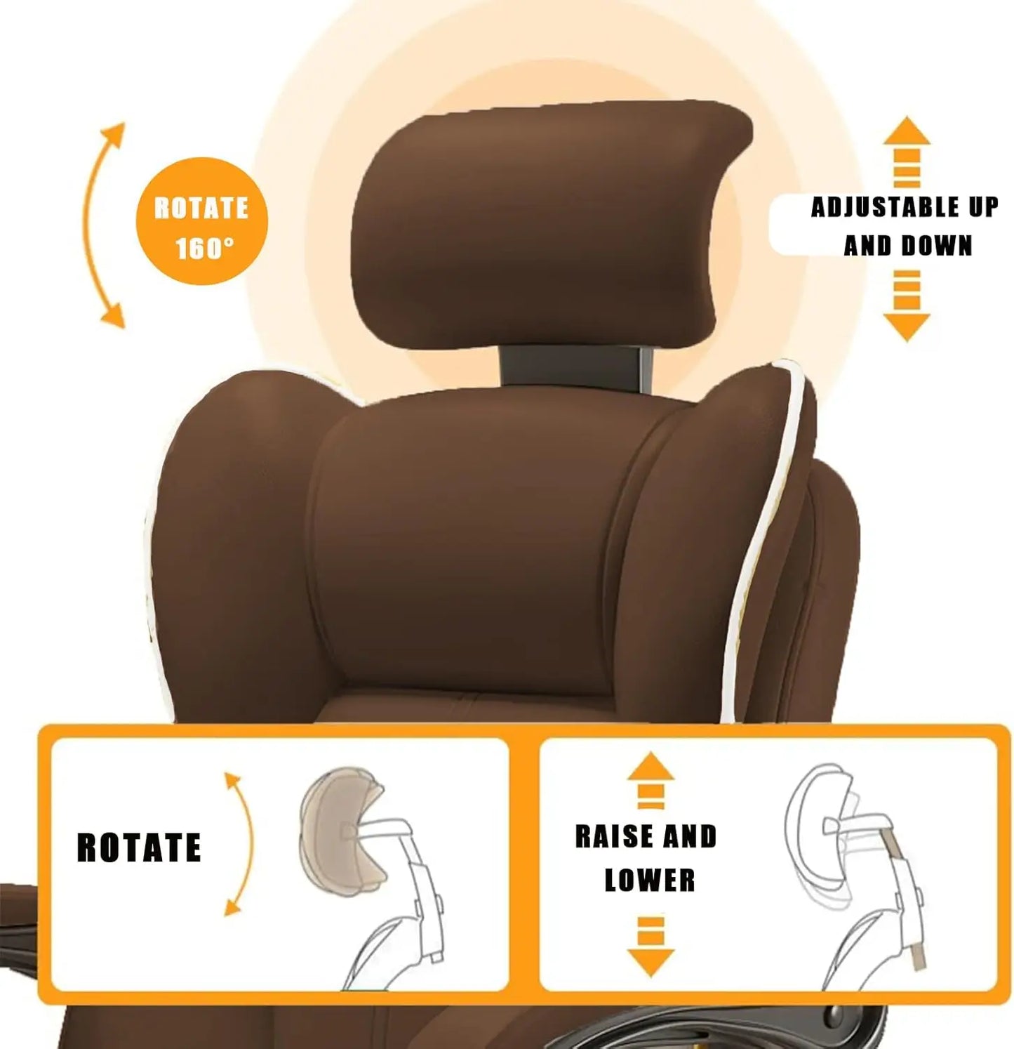 Executive Office Chair with Foot Rest Big and Tall Brown