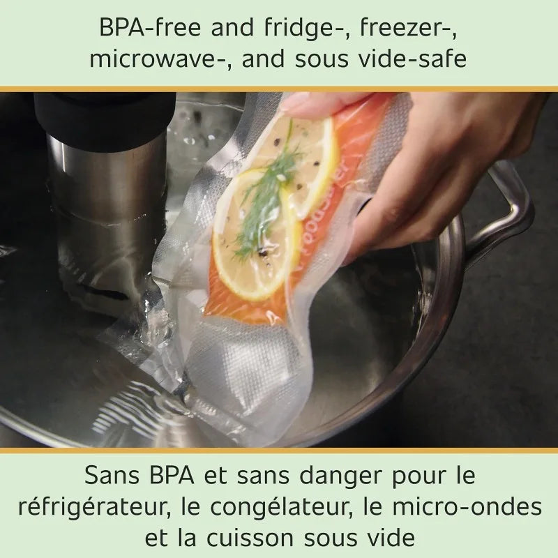 Custom Length Vacuum Sealer Bags Multipack, 5 Count Rolls For Airtight Food Storage And Sous Vide - Compatible With Fo