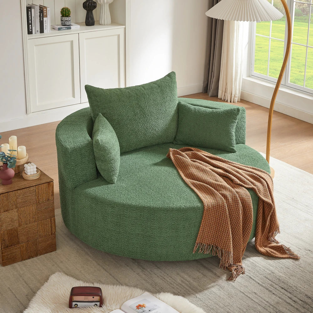 Filler 360 Degree Swivel Barrel Chair With Pillows Included