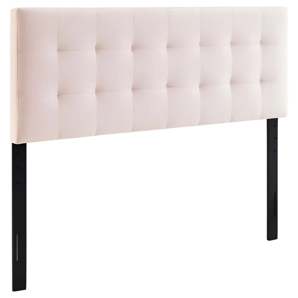 Lily Biscuit Tufted Velvet Headboard Full Adjustable Height Padded Upholstered Stain Resistant Bedroom Guest Room Essential