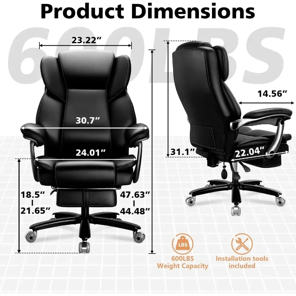 HUANZHUANG Heavy Duty Office Chair With Footrest Lumbar