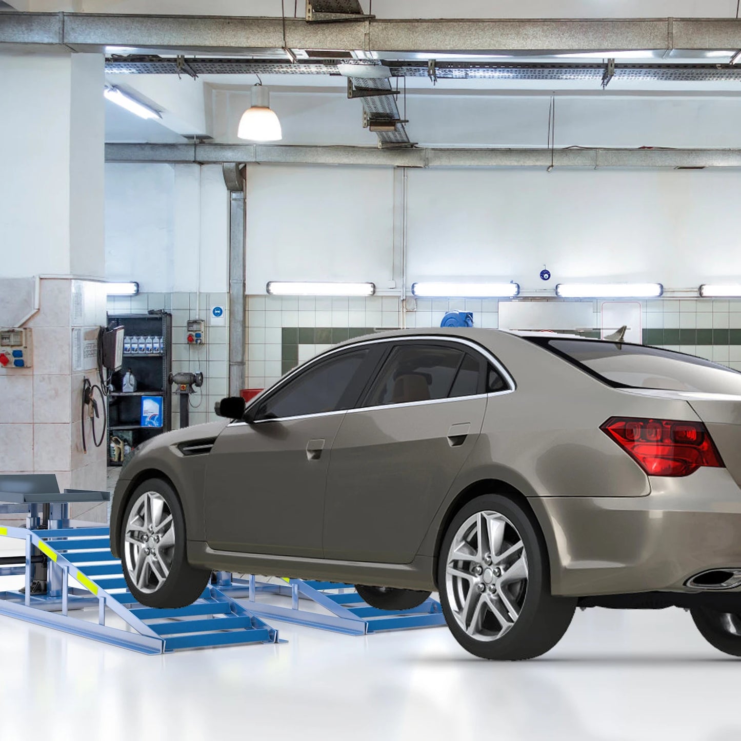 2-Piece Set of Car Ramps, Steel Hydraulic Ramps for Garage