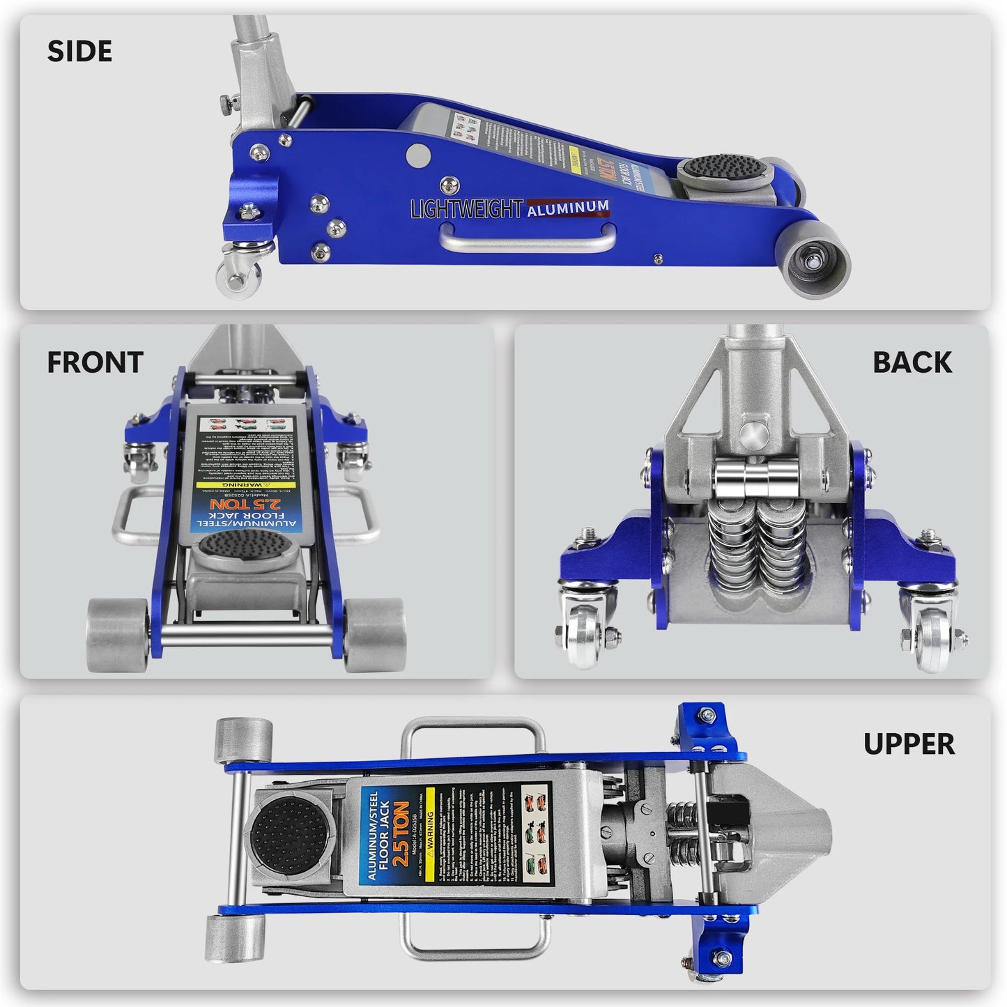 Hydraulic Low Profile Aluminum and Steel Racing Floor Jack with Dual Piston Quick Lift Pump 2.5 Ton Capacity