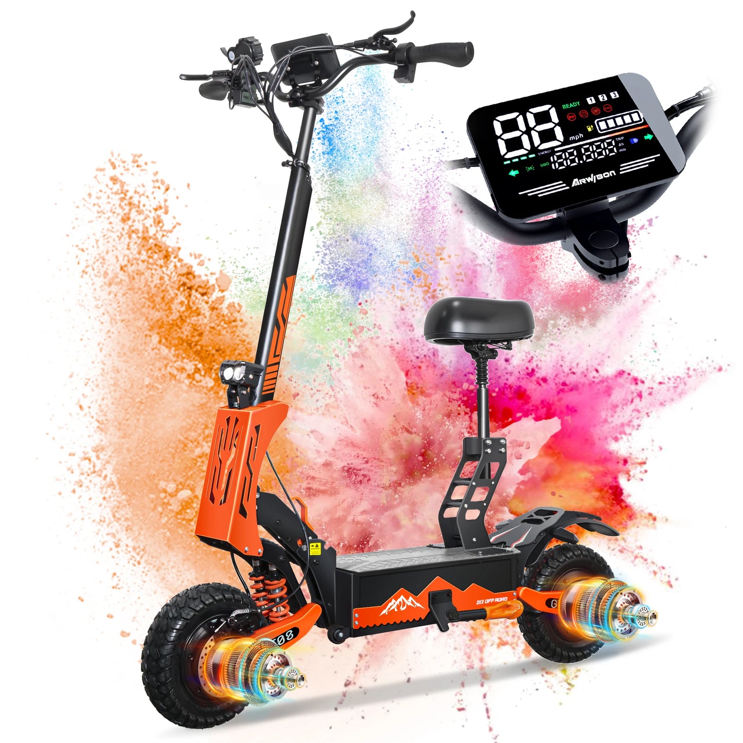 GT08 Electric Scooter With Seat Dual Motors 46 MPH Off Road