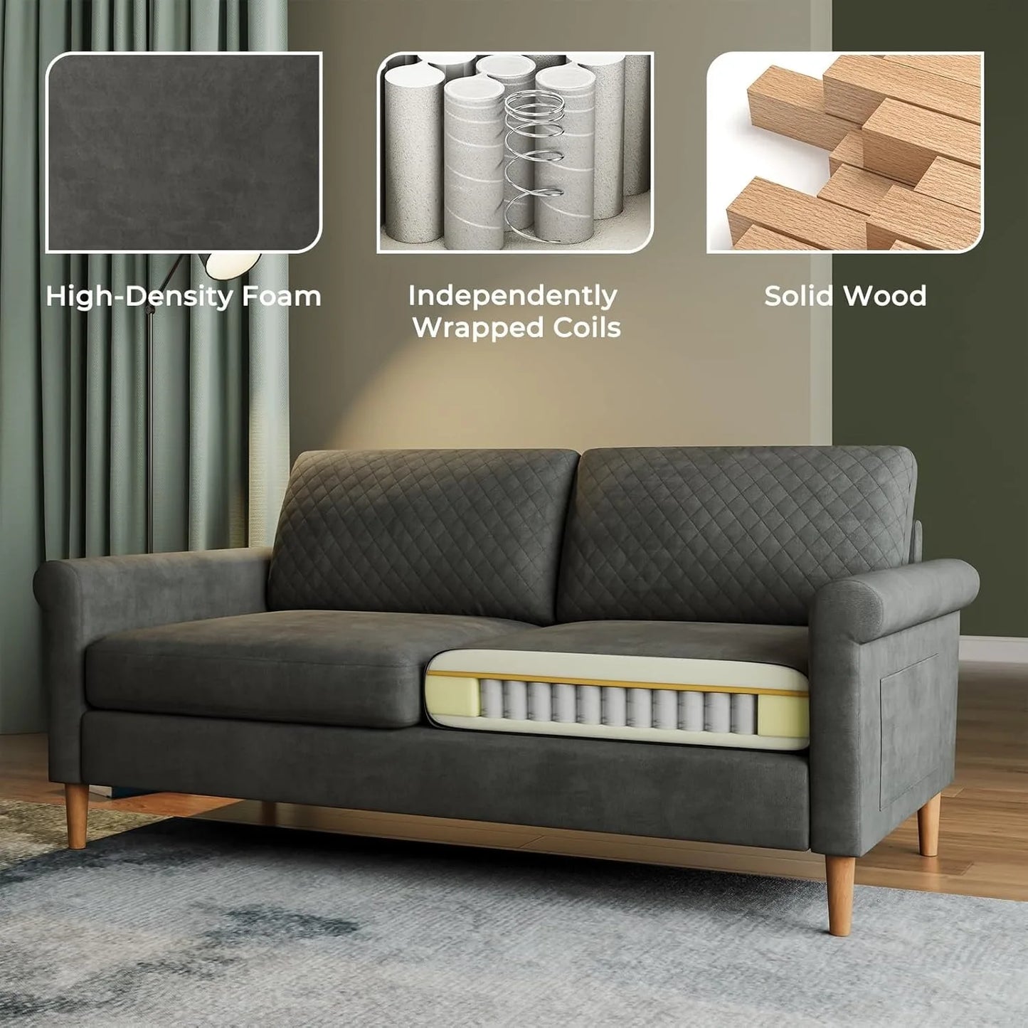 Vesgantti Mid Century Modern Loveseat Sofa For Living Room