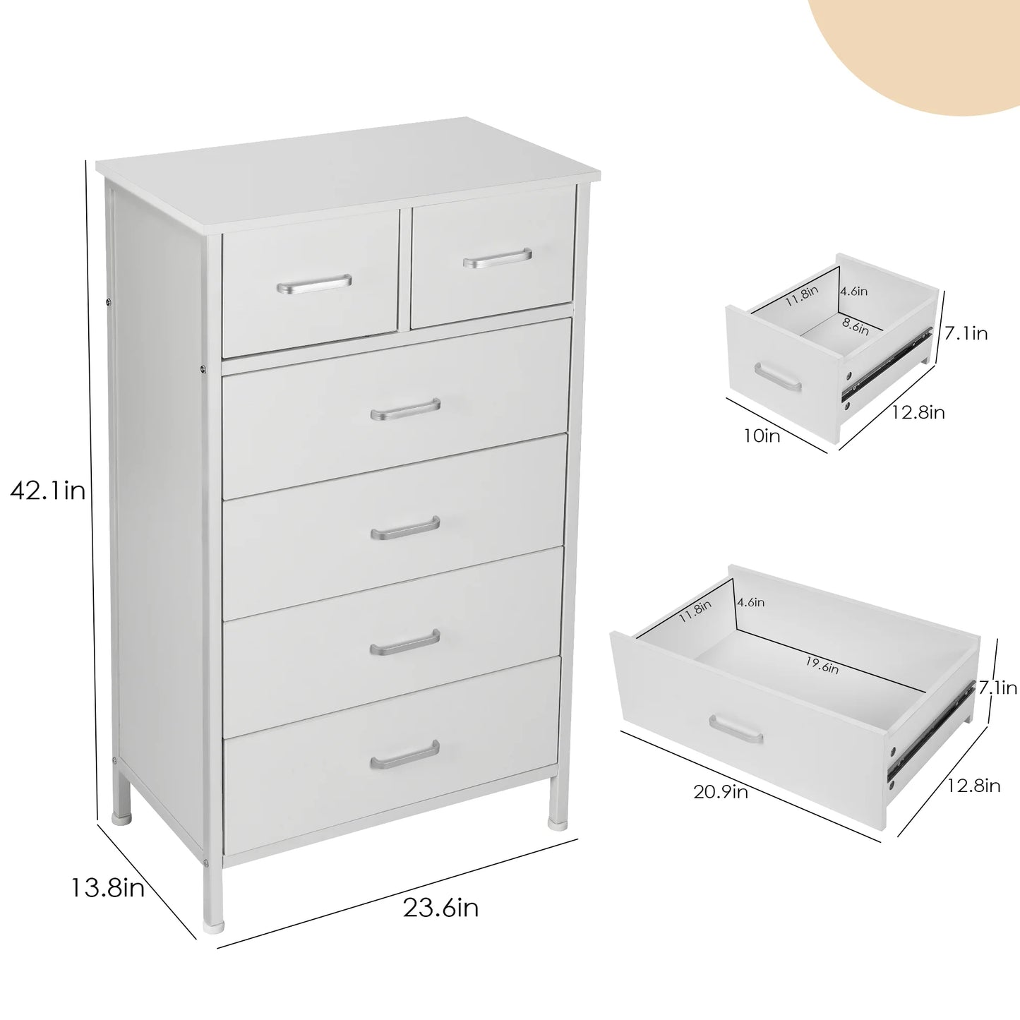 6 Drawer Storage Cabinet Dresser with steel frame