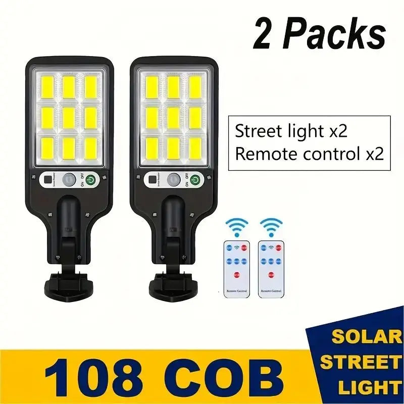 1/2/4-Pack Solar Street Lights, 108 COB LED Outdoor Wall Lights