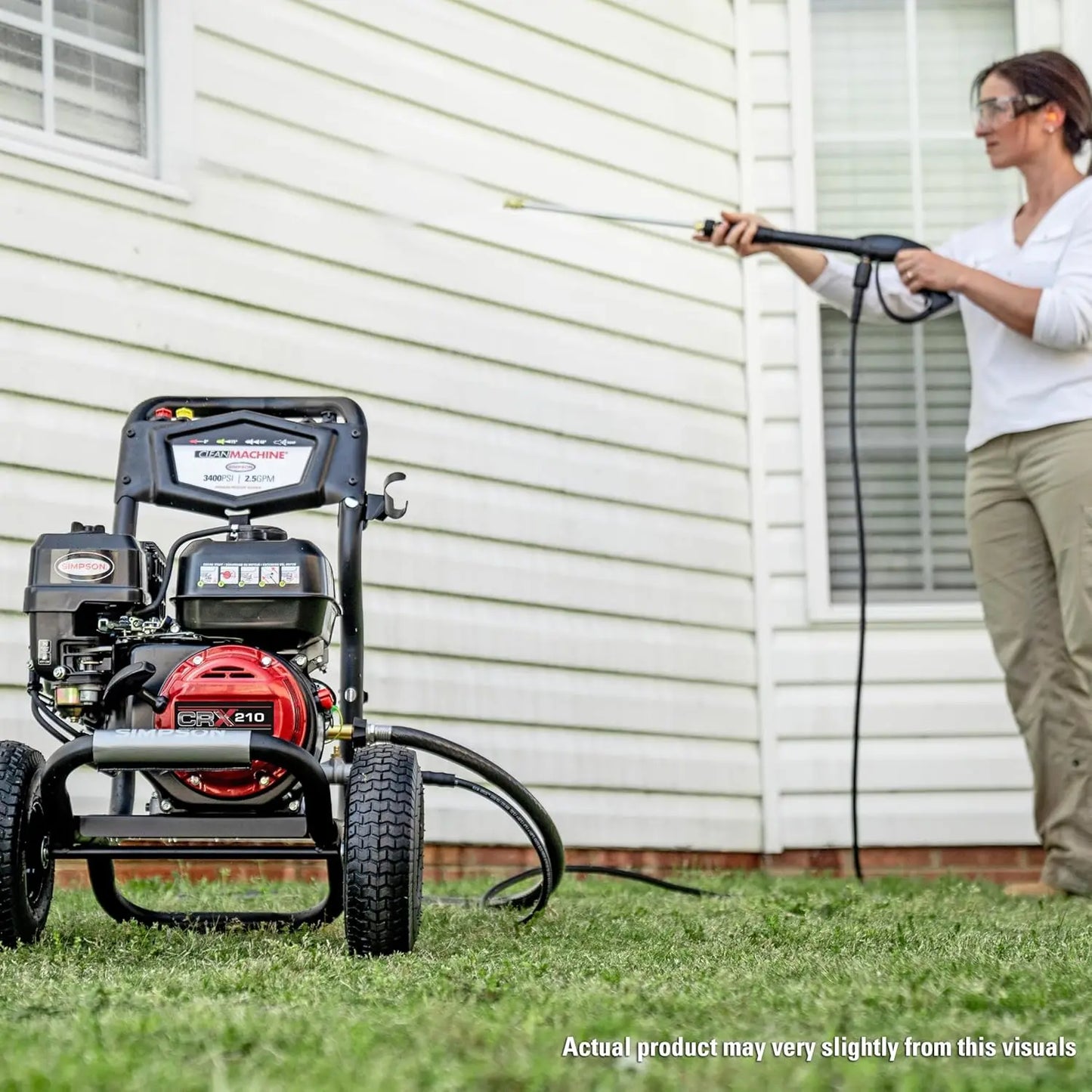 Clean Machine 3500 PSI Gas Pressure Washer, 2.5 GPM, Includes Spray Gun 15-Inch Surface Cleaner 5/16-in. x 25-ft. MorFlex Hose