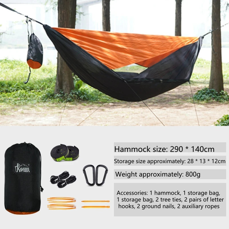 New Portable Camping Hammocks With Mosquito Net Awning Outdoor Garden Travel Sleeping Hanging Hammock Swing For Nature Hike