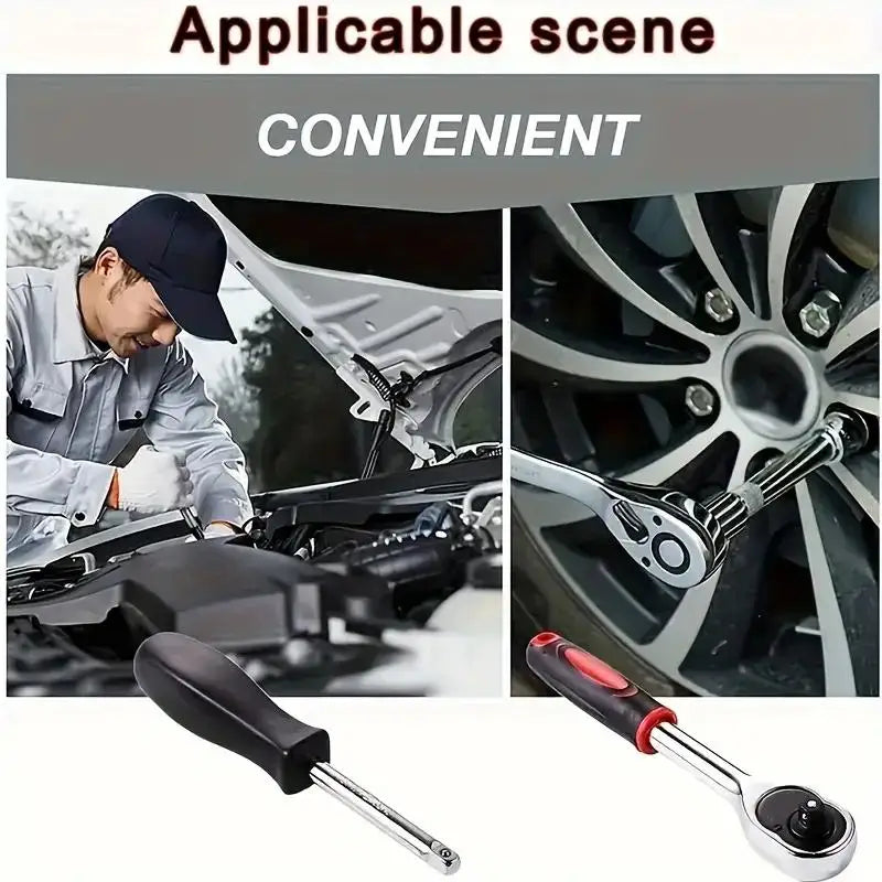 46PCS 1/4 inch Drive Socket Set,Metric Ratchet Wrench Set with 4-14mm CR-V Sockets,S2 Bits,Extension Bars,Mechanic Tool Kits for