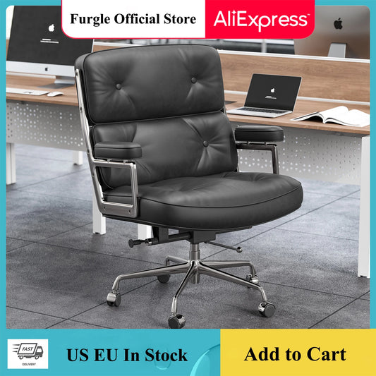Furgle Mid Back Leather Office Chair With Armrests Pro