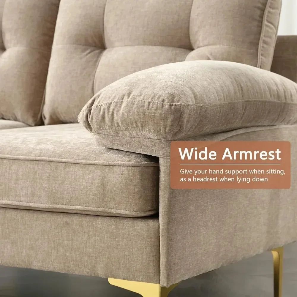Convertible Sectional Sofa with Chaise Upholstered 3 Seater