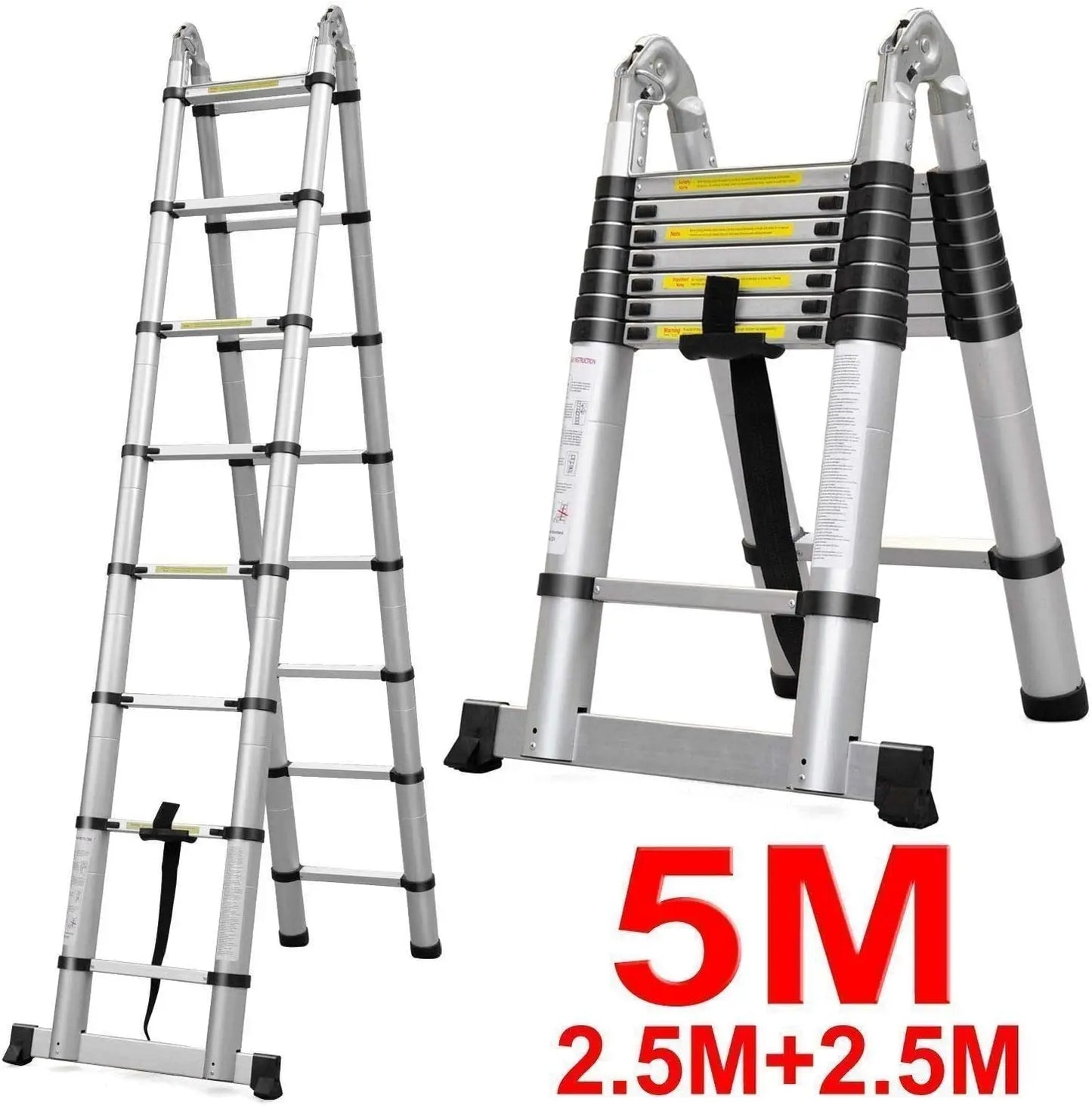 16.5FT/5M Multi-Purpose Telescopic Aluminium Ladder 150kg