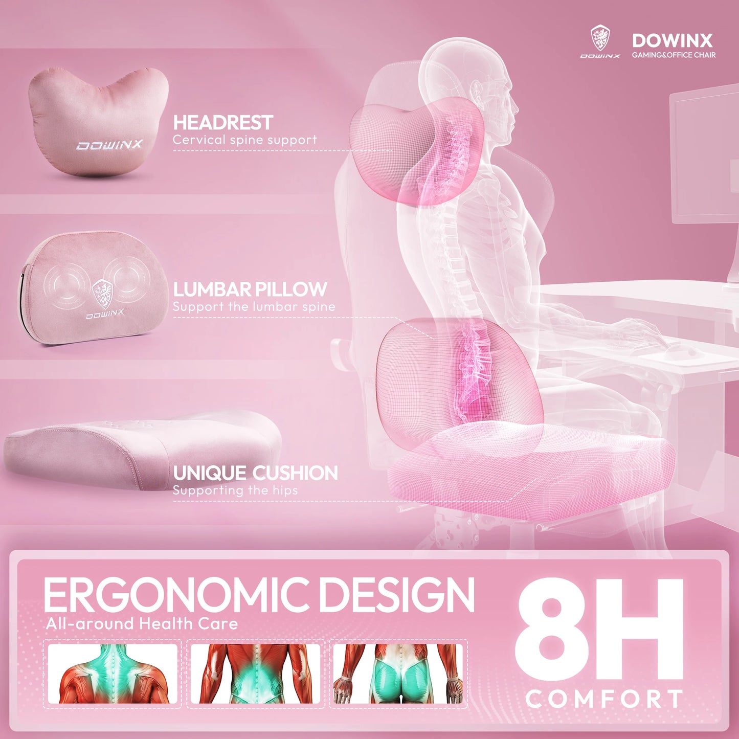 Dowinx Heated Massage Gaming Chair With Lumbar Support