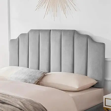 King Upholstered Headboard, Velvet Headboard King, Tufted King Headboard only, Elegantly Curved King Size Headboard only, Modern
