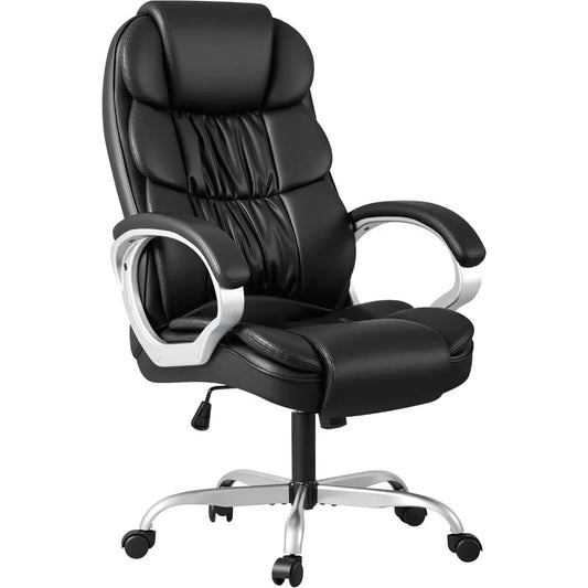 PU Leather High Back Desk Chair With Adjustable Armrests