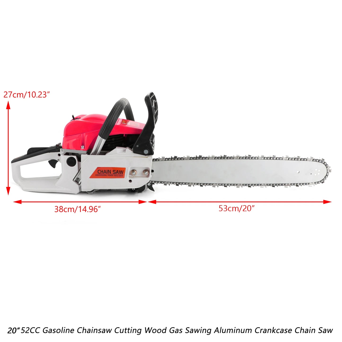 Areyourshop 52cc 62cc Chainsaw 20"/22" Bar Powered Engine 2 Cycle Gasoline Chain Saw