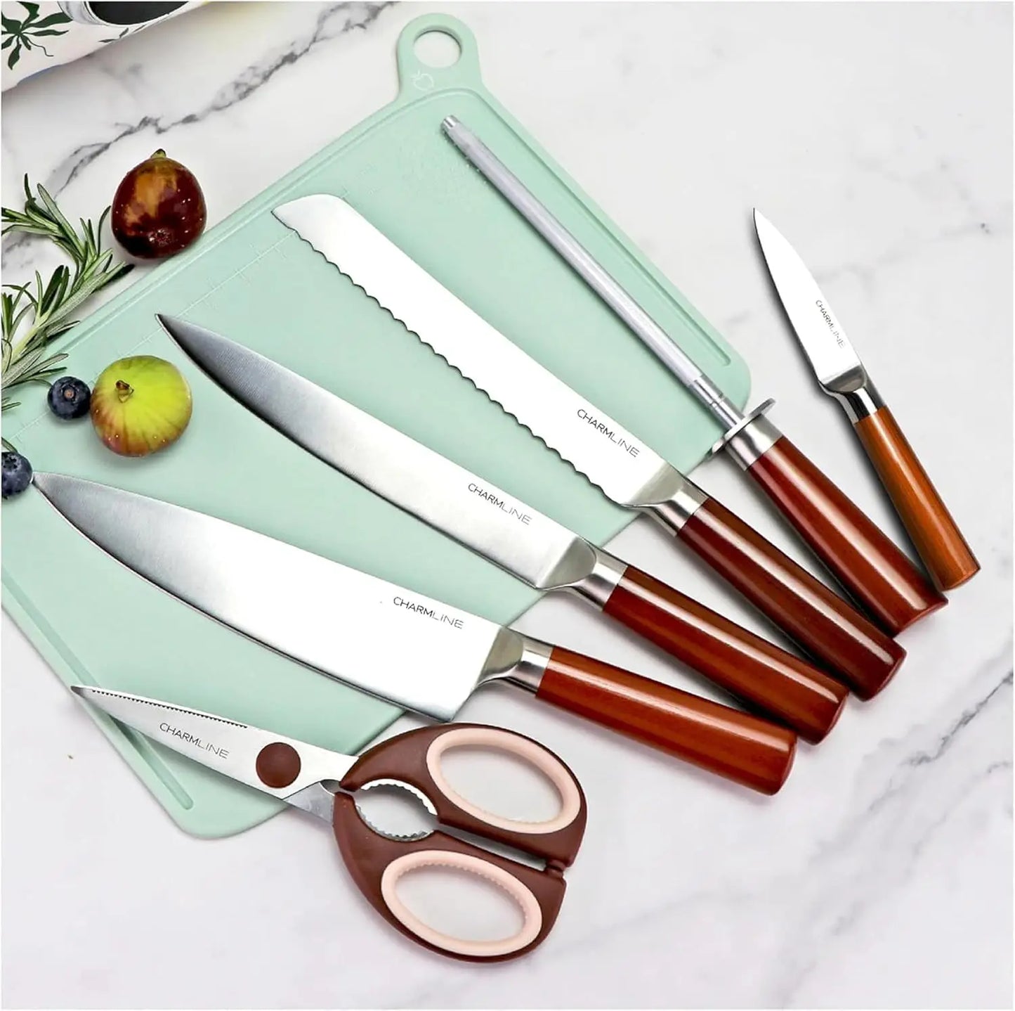 Smart Cutting Board and Knife Set with Holder, Double Cleaning and Drying Function,
