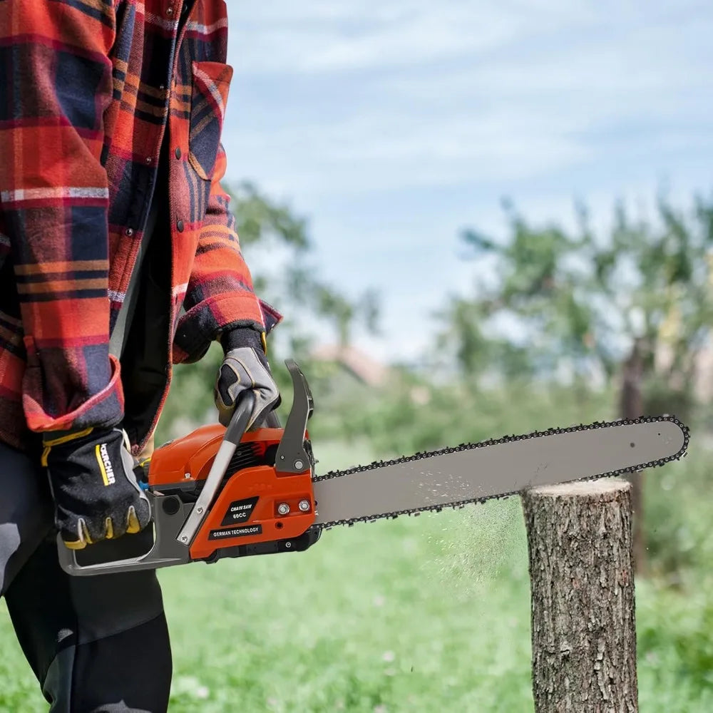60CC Gas Chainsaws 2 Cycle Gasoline Powered Chain Saws Handheld Cordless Tree Pruning Tool Wood Cutting Machine
