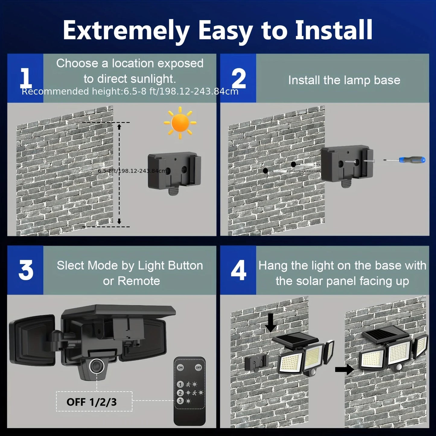 3Pack Outdoor Solar Lights, 210LED 2500LM Motion Sensor