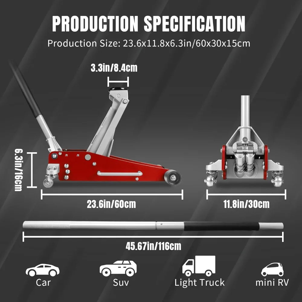 3 Ton Low Profile Aluminum and Steel Racing Floor Jack