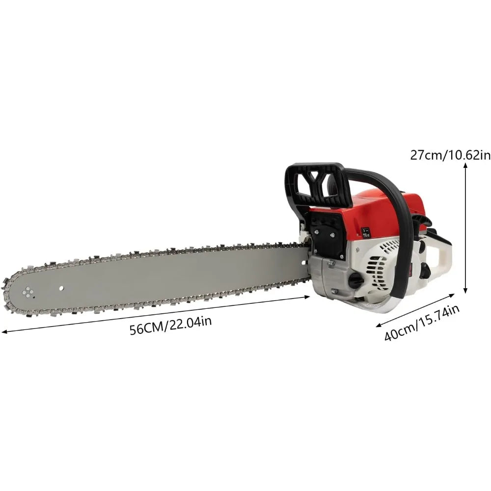 2-Stroke Petrol Chainsaw 52cc 7500rpm 22" Gas Handheld Powered Chain saws Gasoline Chainsaw for Chopping logs Cutting Trees