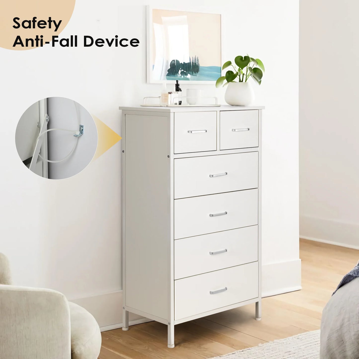 6 Drawer Storage Cabinet Dresser with steel frame