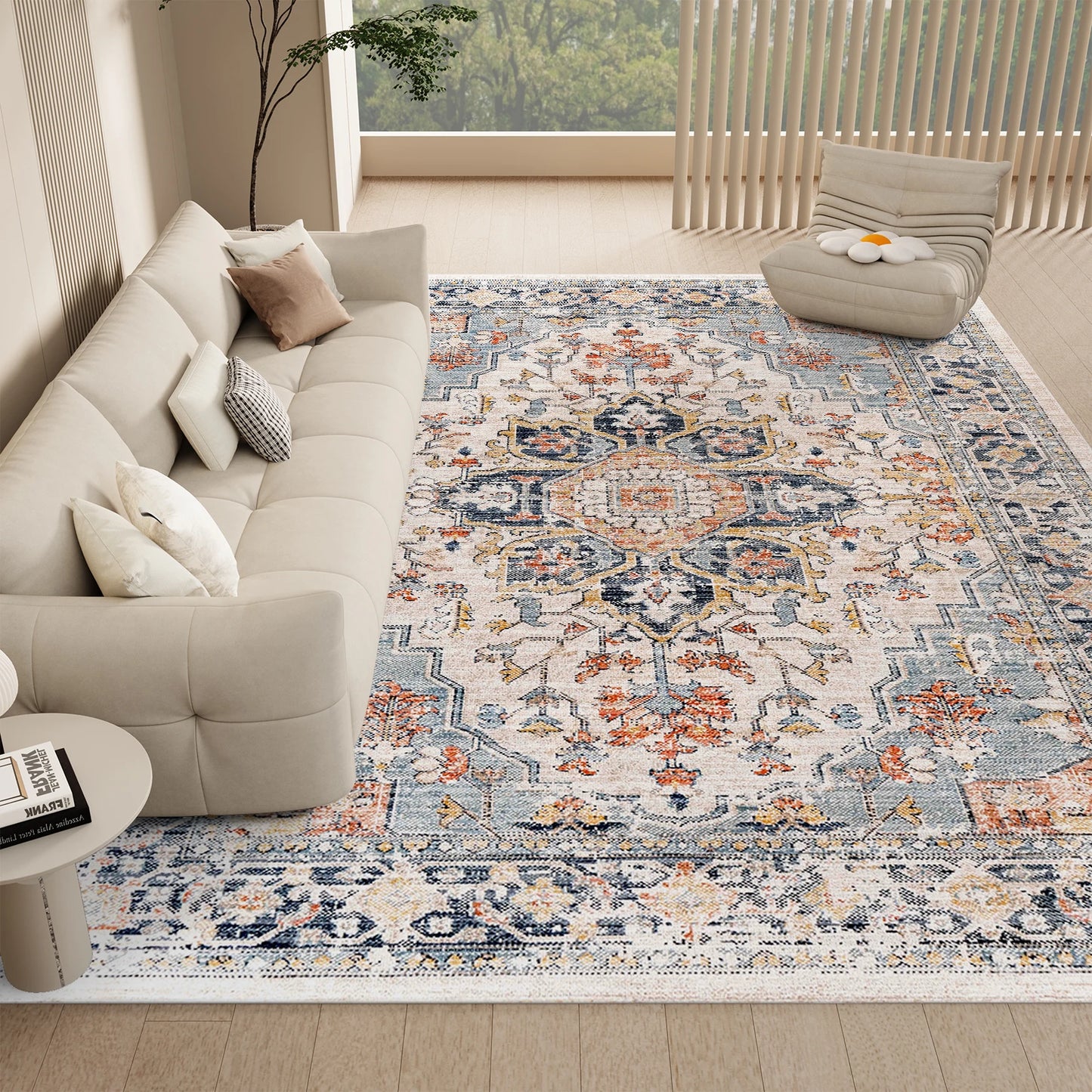 Vintage Boho Washable Non-Slip Area Rug
