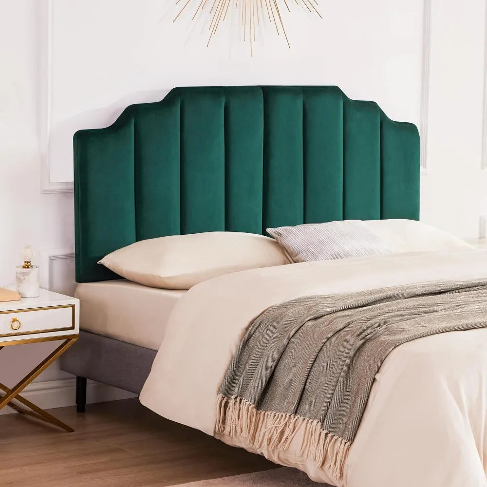 King Upholstered Headboard, Velvet Headboard King, Tufted King Headboard only, Elegantly Curved King Size Headboard only, Modern