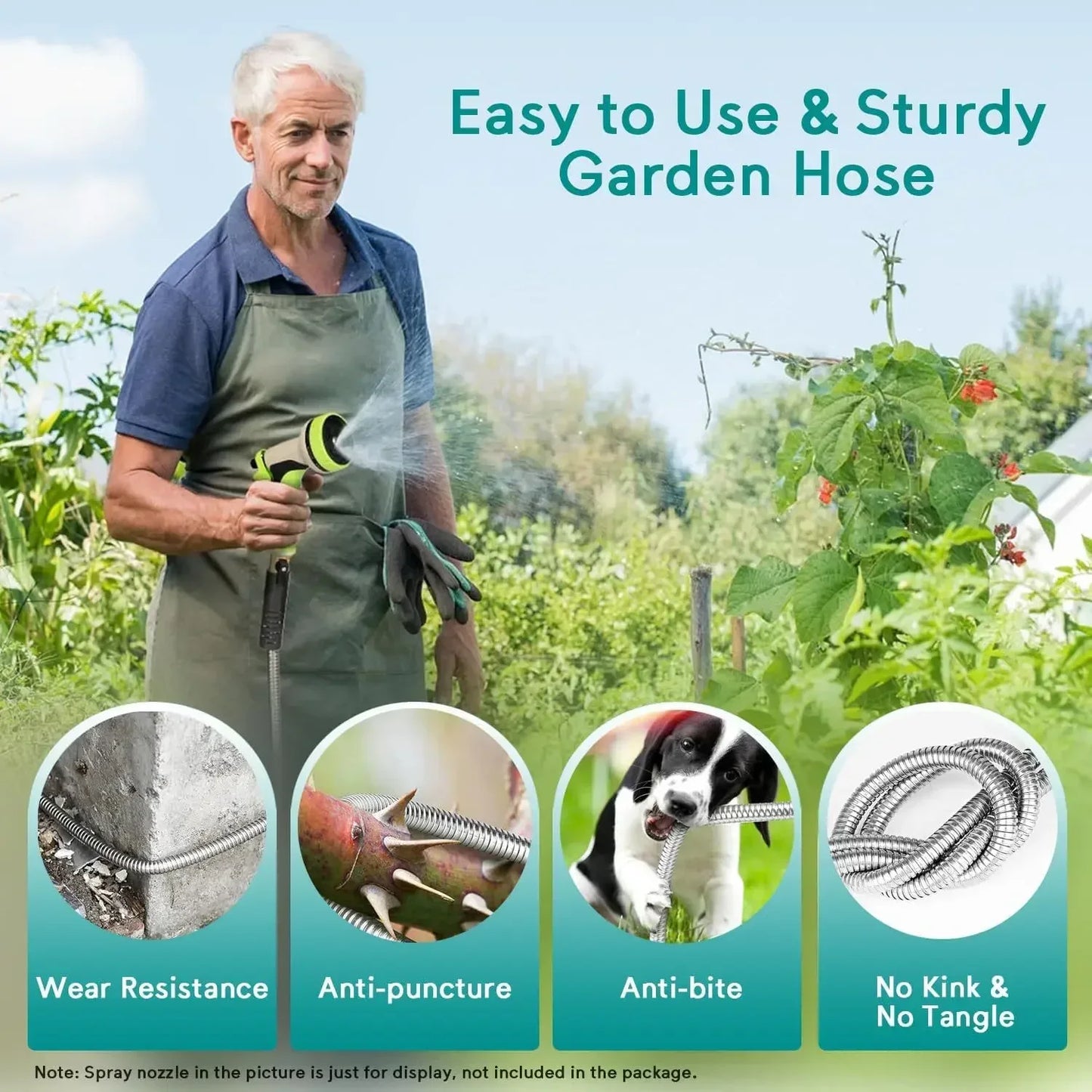 75ft Stainless Steel Garden Hose Metal Water Hose Patio Outdoor RV Car Wash Hose Watering Gun Hose Gardening Accessories