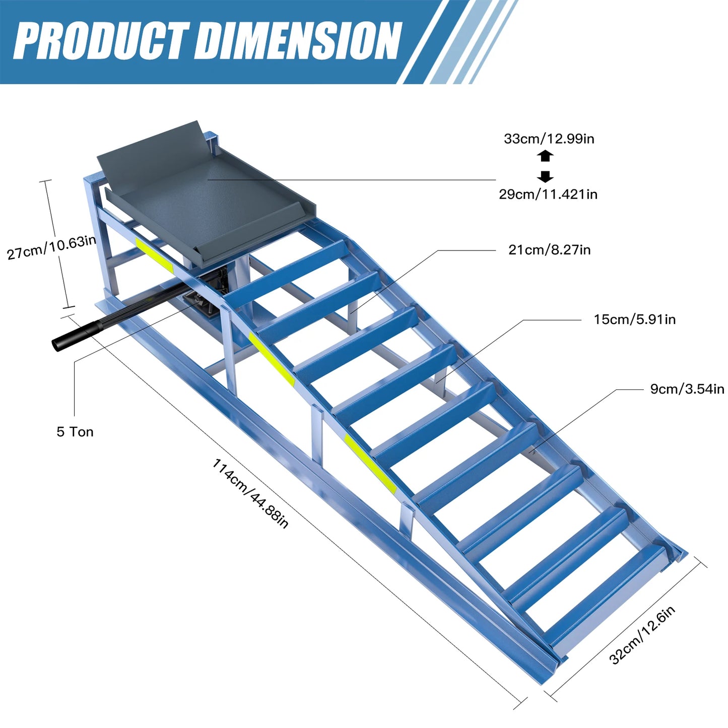 2-Piece Set of Car Ramps, Steel Hydraulic Ramps for Garage