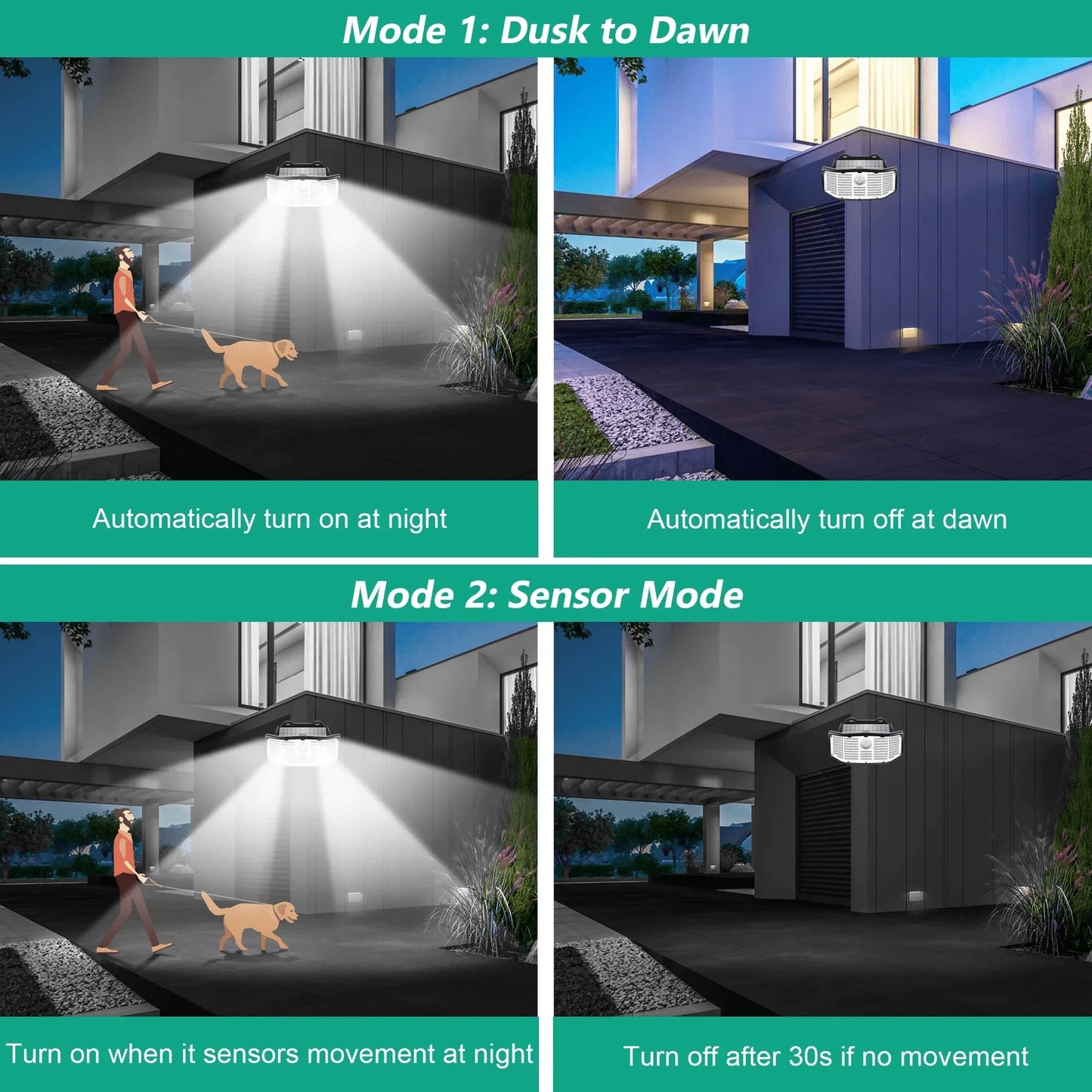 SZRSTH Solar Lights Outdoor Motion Sensor 8 Pack 252 LED