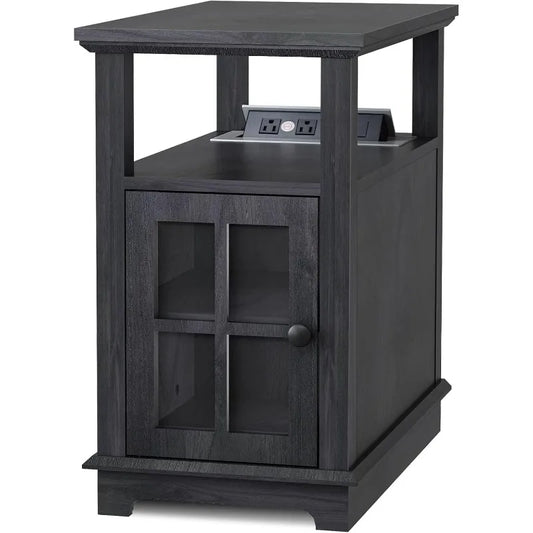 Charging End Table, Side Table with Hidden USB and Type-C Port