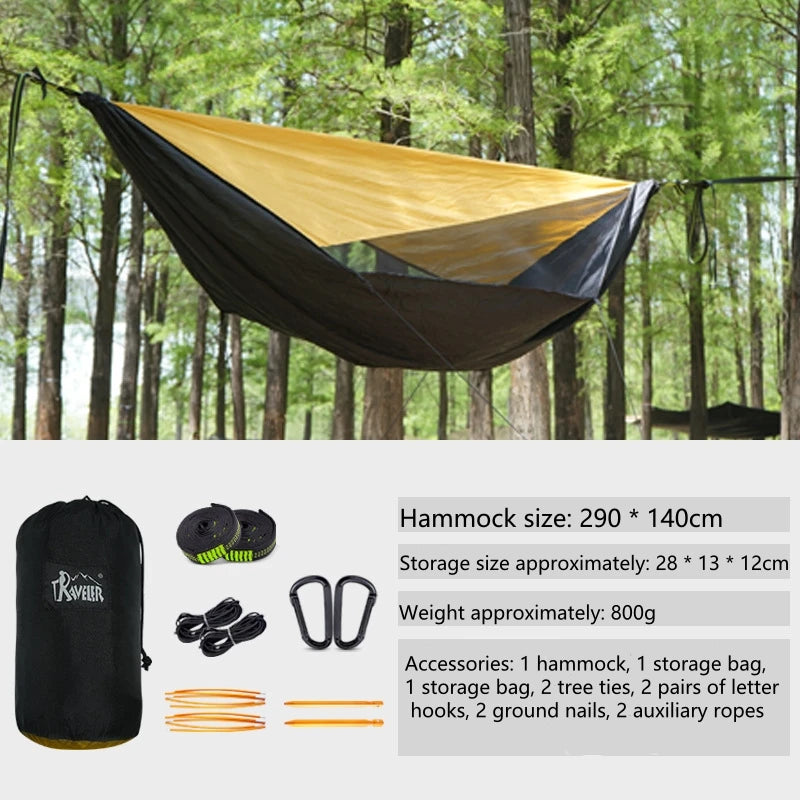 New Portable Camping Hammocks With Mosquito Net Awning Outdoor Garden Travel Sleeping Hanging Hammock Swing For Nature Hike