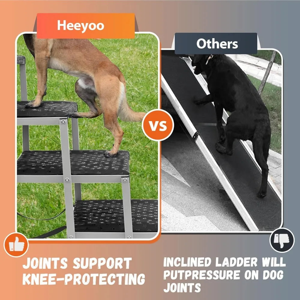 Portable Dog Ramps For Large Dogs Non Slip Steps 200 Lbs