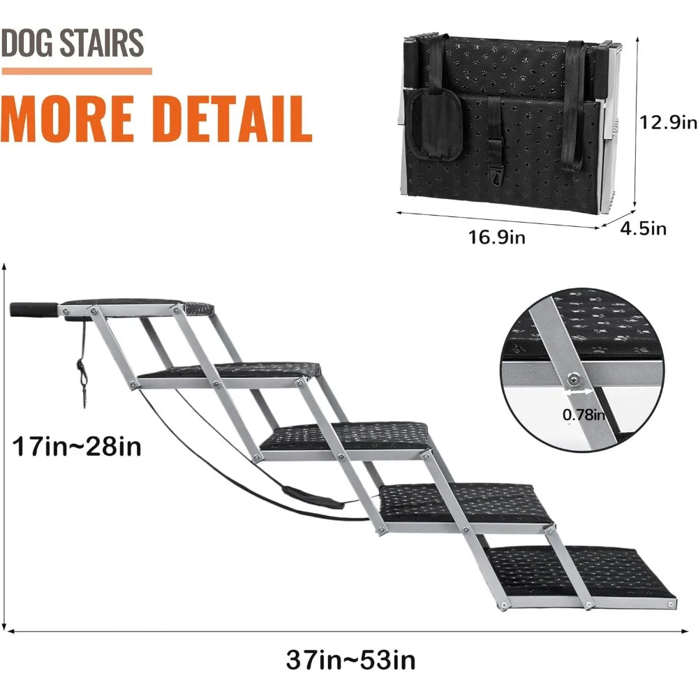Portable Dog Ramps For Large Dogs Non Slip Steps 200 Lbs